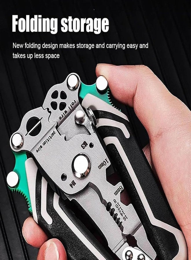 ELMVIA Multifunction Stainless Steel Wire Stripper/Wire Crimping Tool, Wire Cutter, Wire Crimper, Cable Stripper, Wiring Tools and Multi-Function Hand Tool (Green Wire Stripper) - Image 2